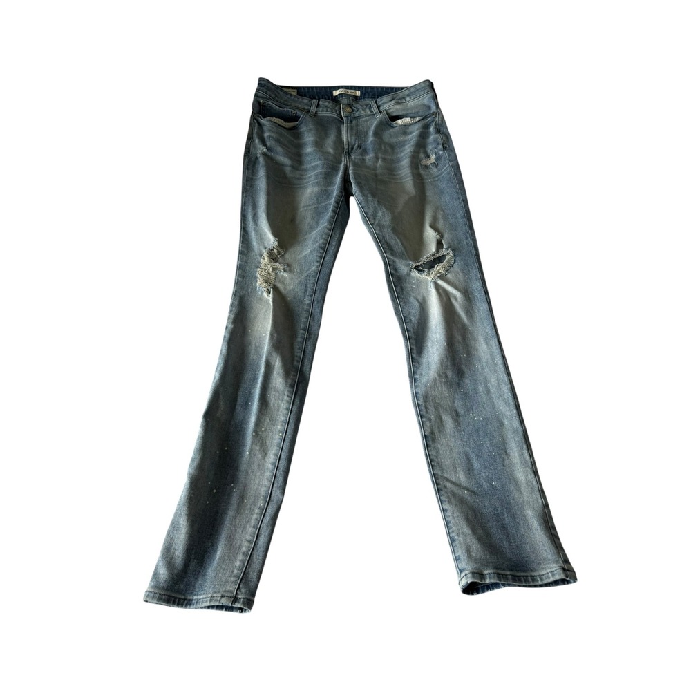 PacSun Mens Skinny Distressed Light Wash Paint Splatter Blue Denim Jeans 32x32